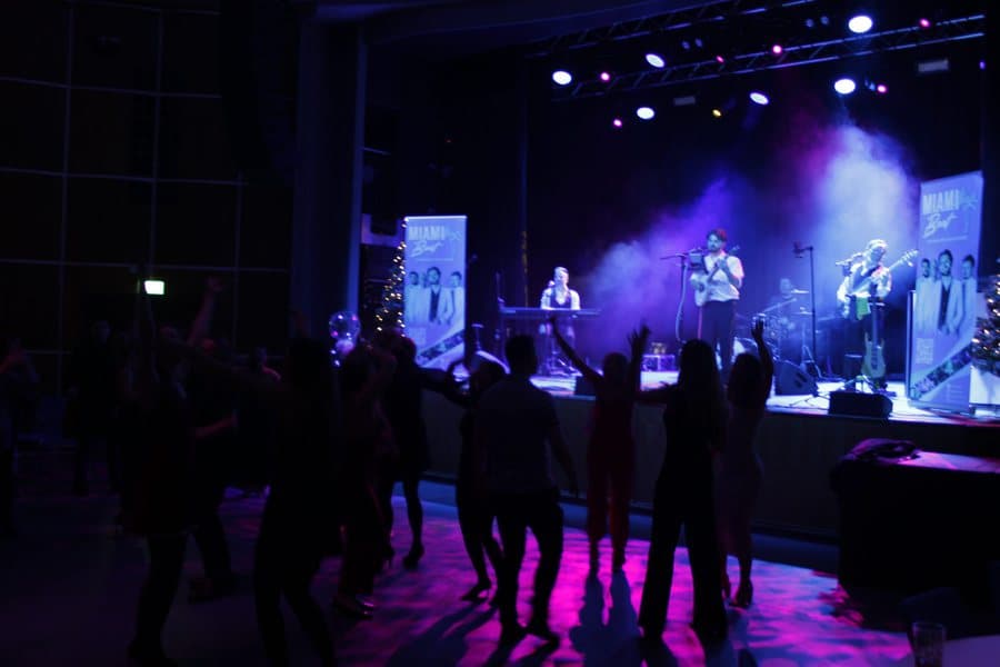 A packed dancefloor in front of the stage at The Halls, Wolverhampton